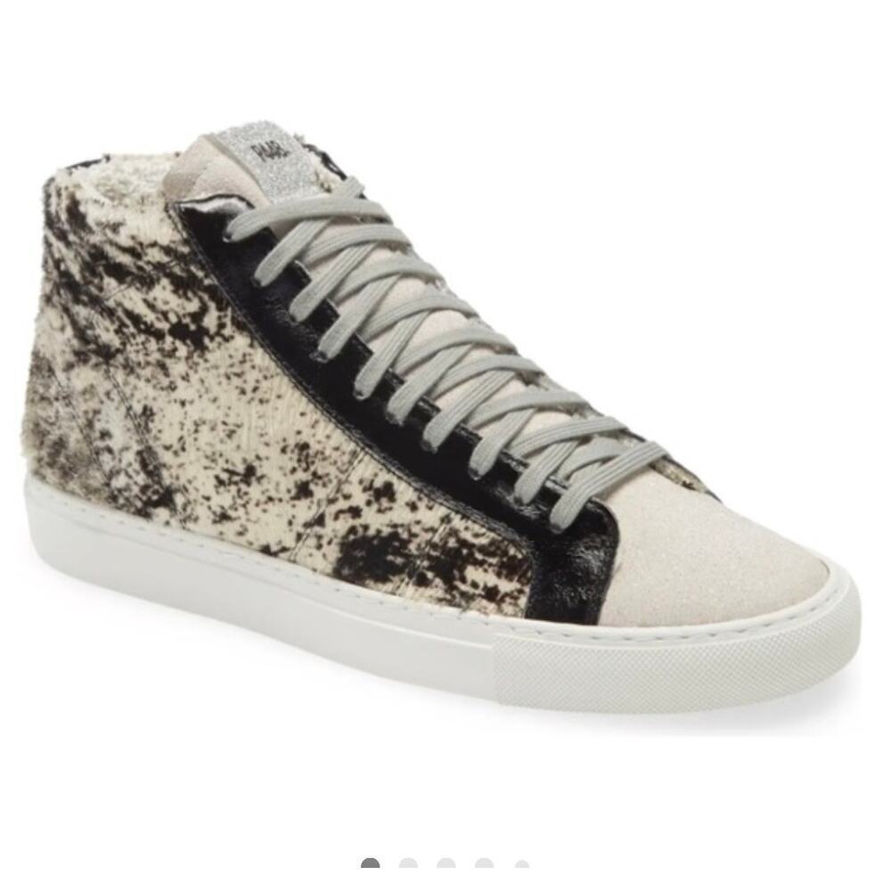 P448 Calf Hair High Top Sneakers Cow Softy Size 39 - Picture 2 of 9